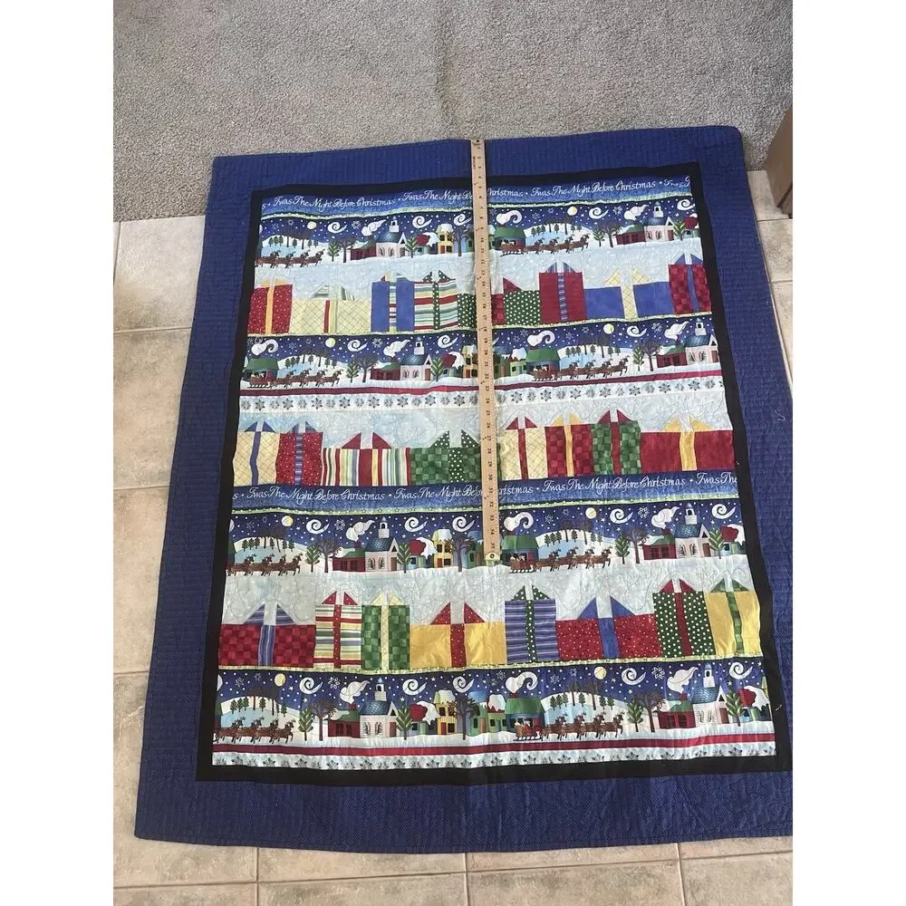 Vintage Handmade Christmas Quilt Blanket